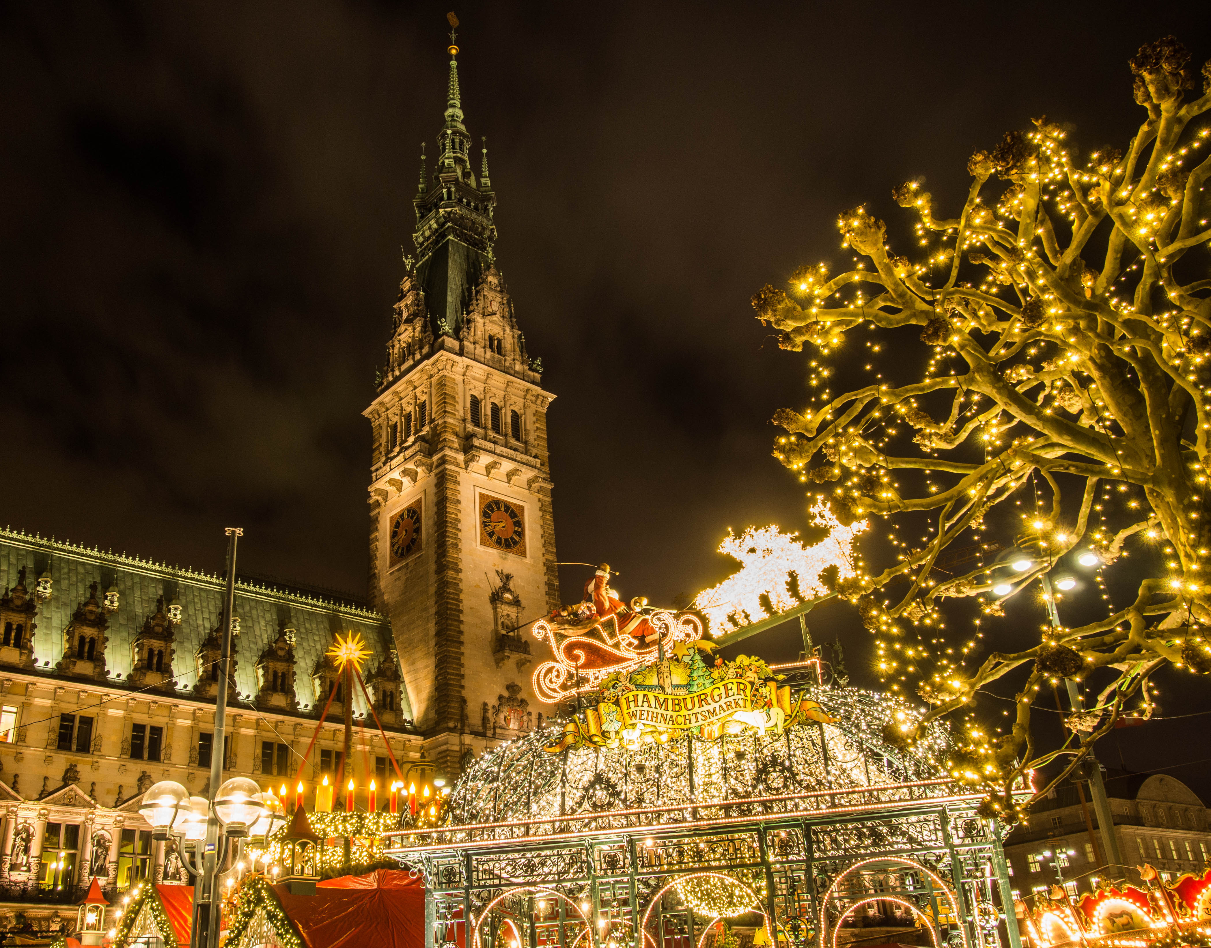 Kerstmarkt in Hamburg, Duitsland