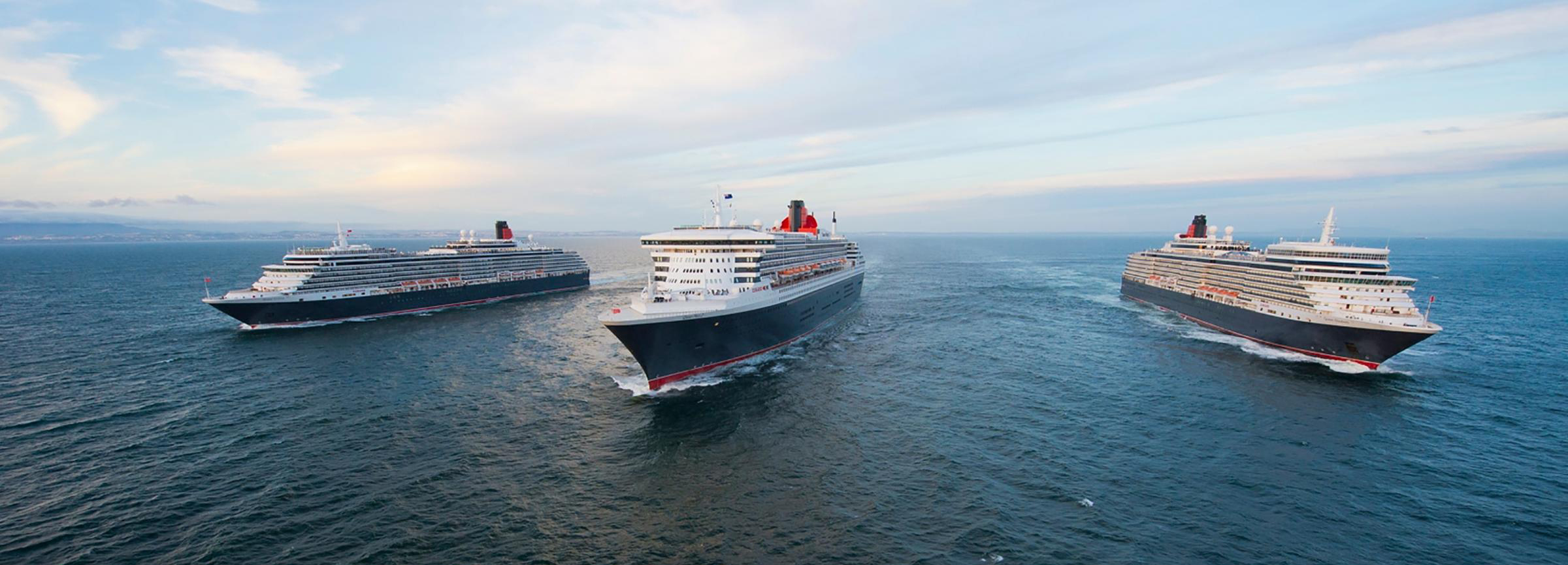 De drie schepen van Cunard die wereldreizen maken